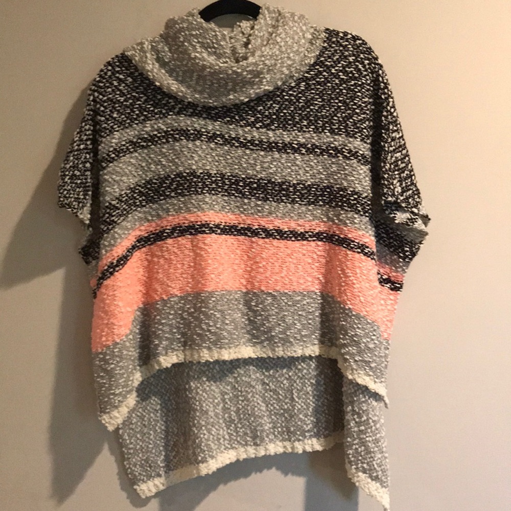 Cowl neck striped sweater